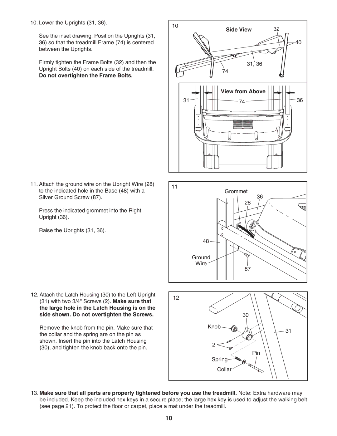 Image IMTL39606.2 user manual Do not overtighten the Frame Bolts, Side View View from Above 