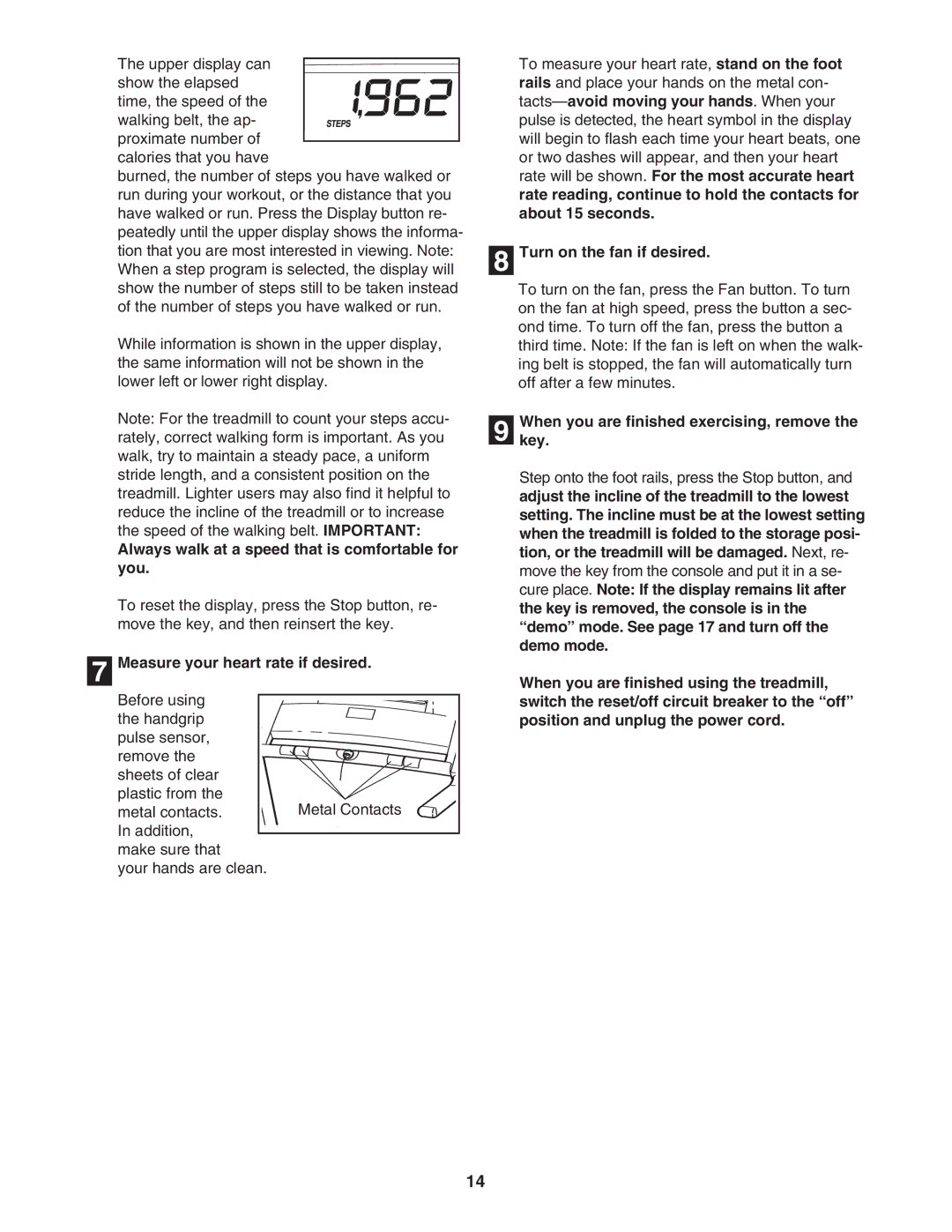 Image IMTL39606.2 user manual Always walk at a speed that is comfortable for you, Measure your heart rate if desired 