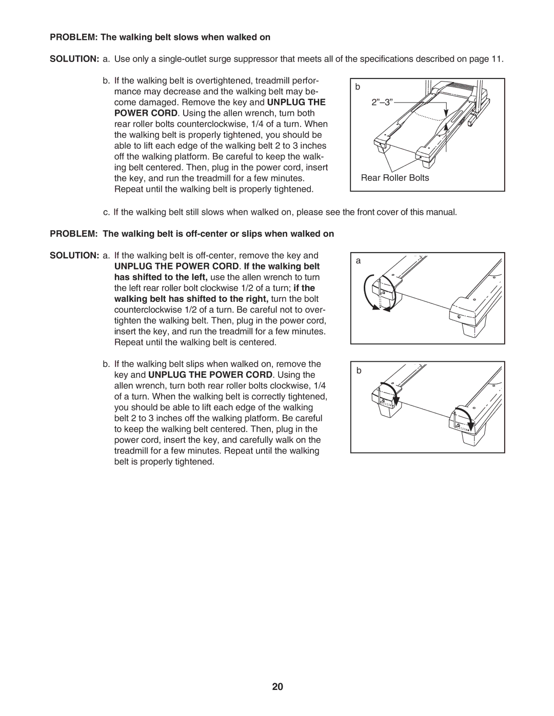 Image IMTL39906.0 user manual Problem The walking belt slows when walked on 