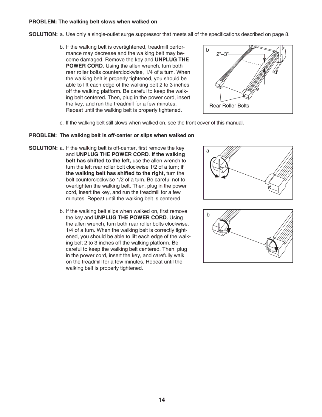 Image IMTL41205.0 user manual Problem The walking belt slows when walked on 