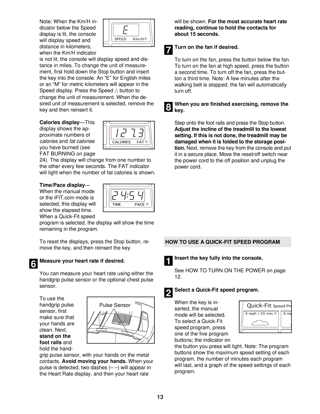 Image IMTL41530 user manual HOW to USE a QUICK-FIT Speed Program 