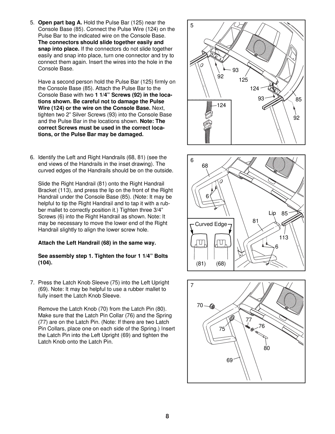 Image IMTL41530 Connectors should slide together easily, Console Base with two, Next, Pulse Bar in the locations shown 