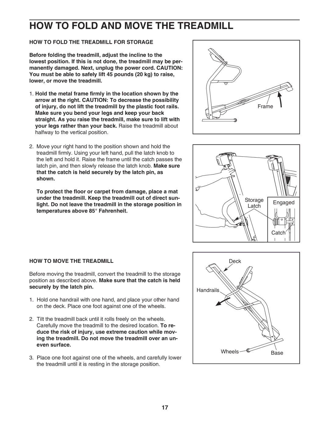 Image IMTL49105.0 HOW to Fold and Move the Treadmill, HOW to Fold the Treadmill for Storage, HOW to Move the Treadmill 