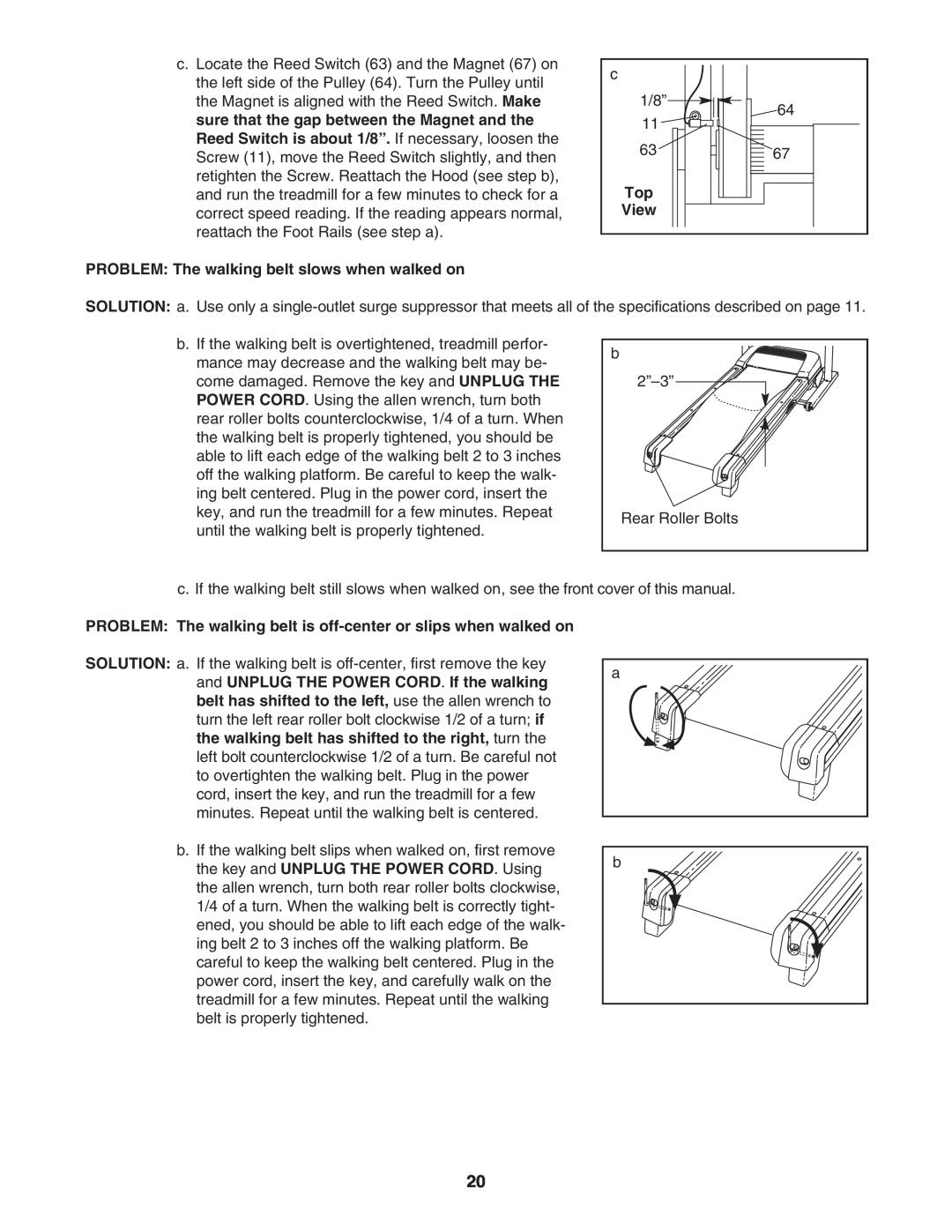 Image IMTL49105.0 user manual PROBLEM The walking belt slows when walked on 