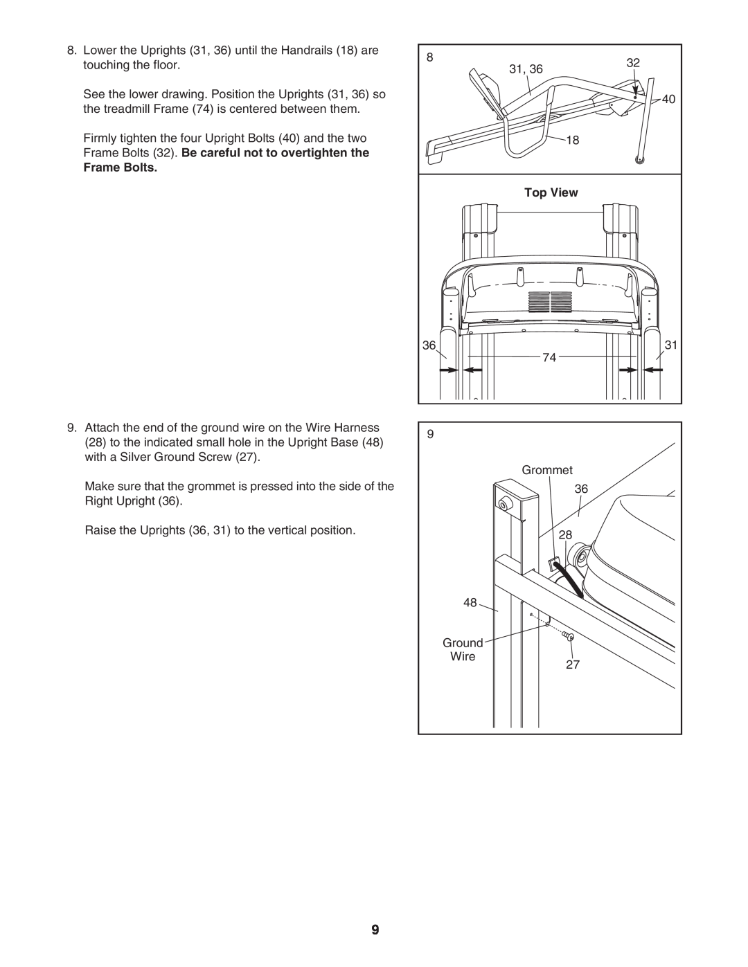 Image IMTL49105.0 user manual Frame Bolts, Top View 