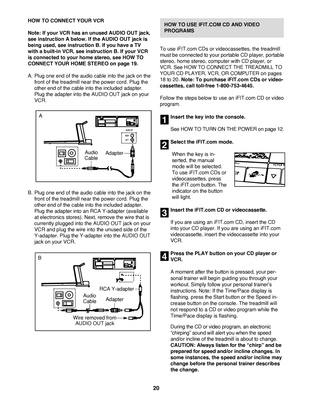 Image IMTL515040 HOW to Connect Your VCR, Insert the key into the console, Press the Play button on your CD player or VCR 