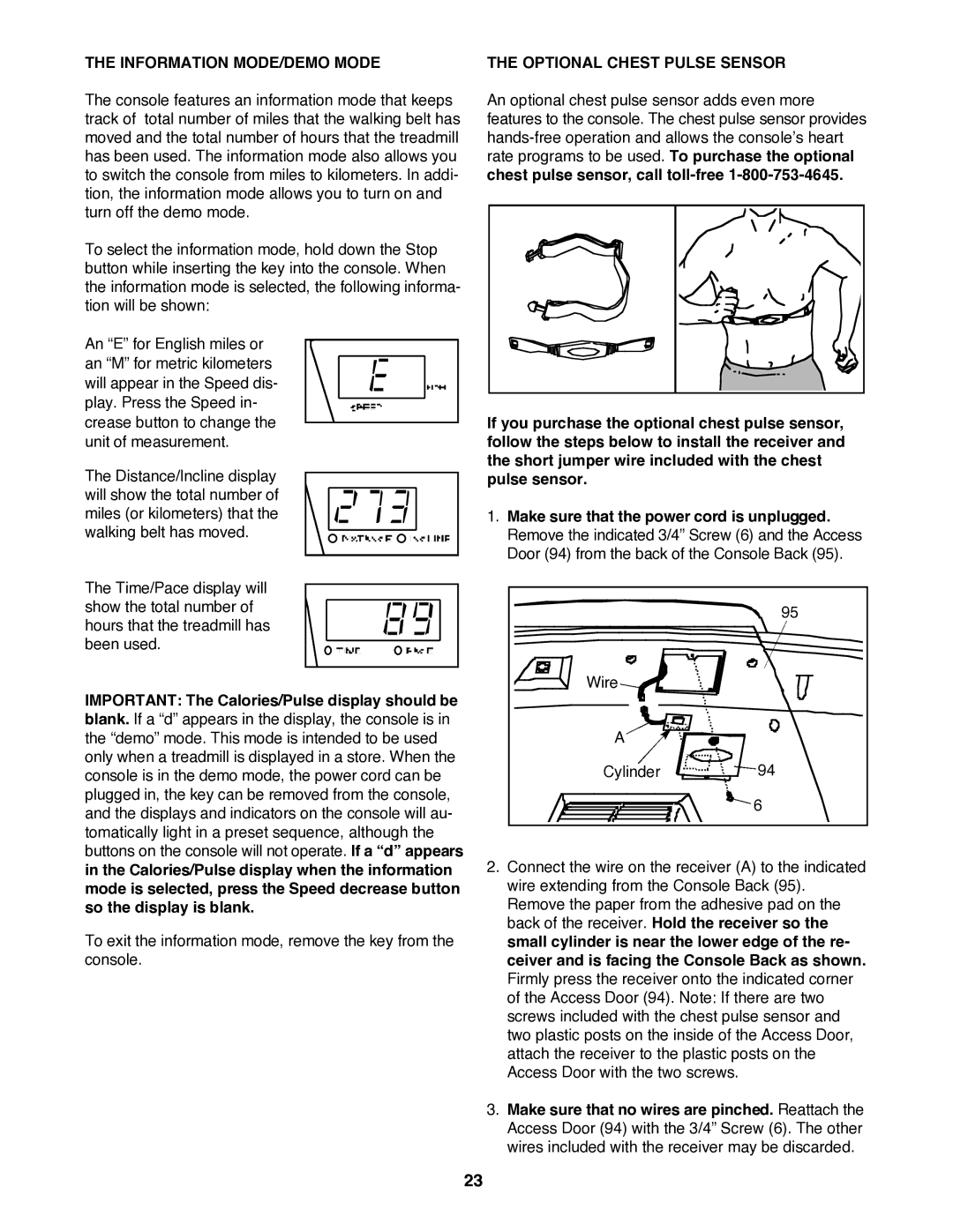 Image IMTL515040 user manual Information MODE/DEMO Mode, Optional Chest Pulse Sensor 