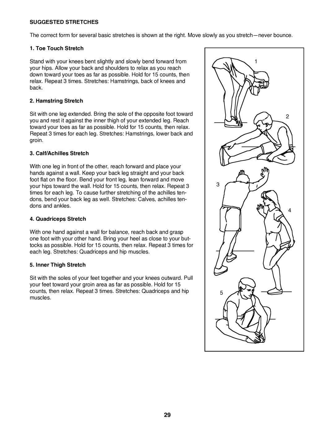 Image IMTL515040 user manual Suggested Stretches 