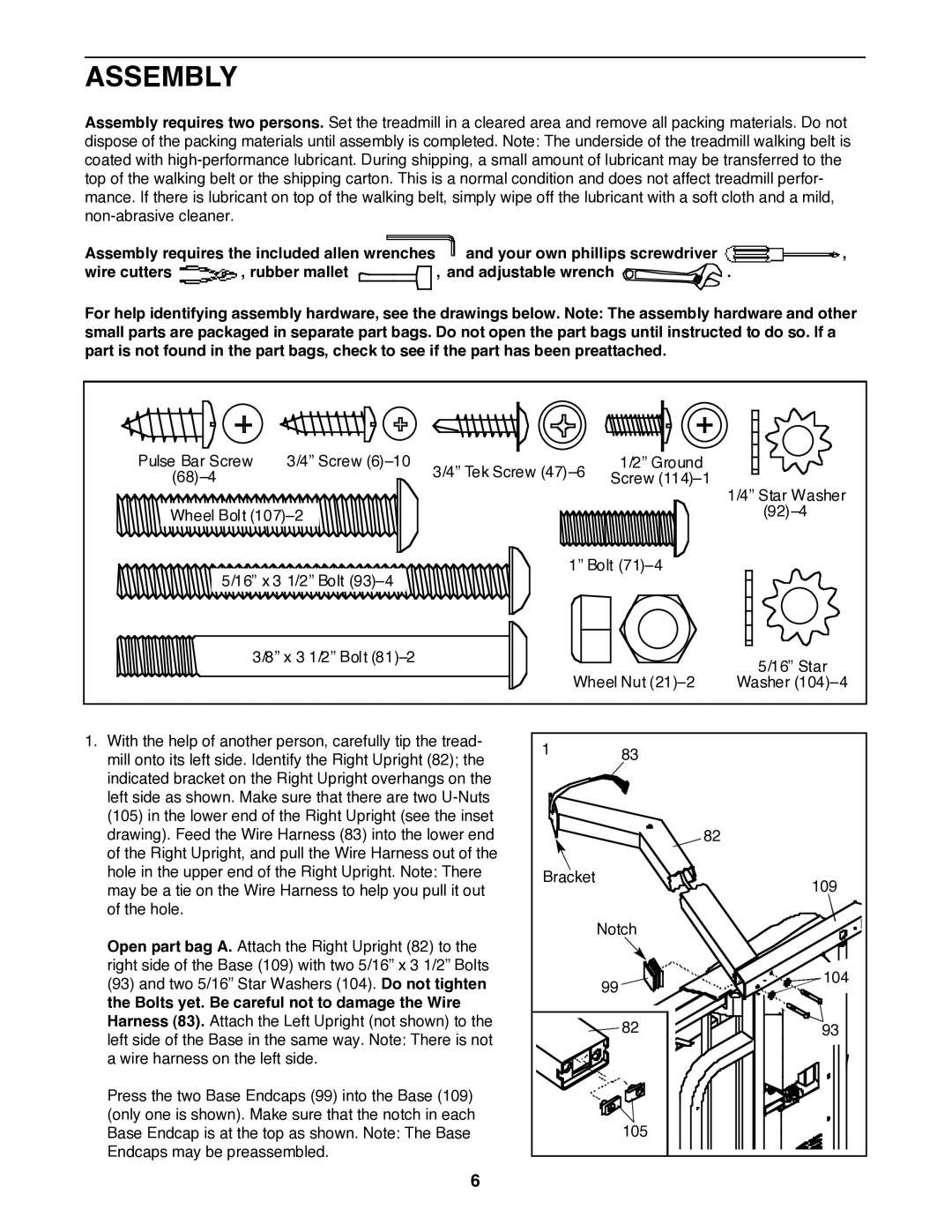 Image IMTL515040 user manual Assembly, Bolts yet. Be careful not to damage the Wire 