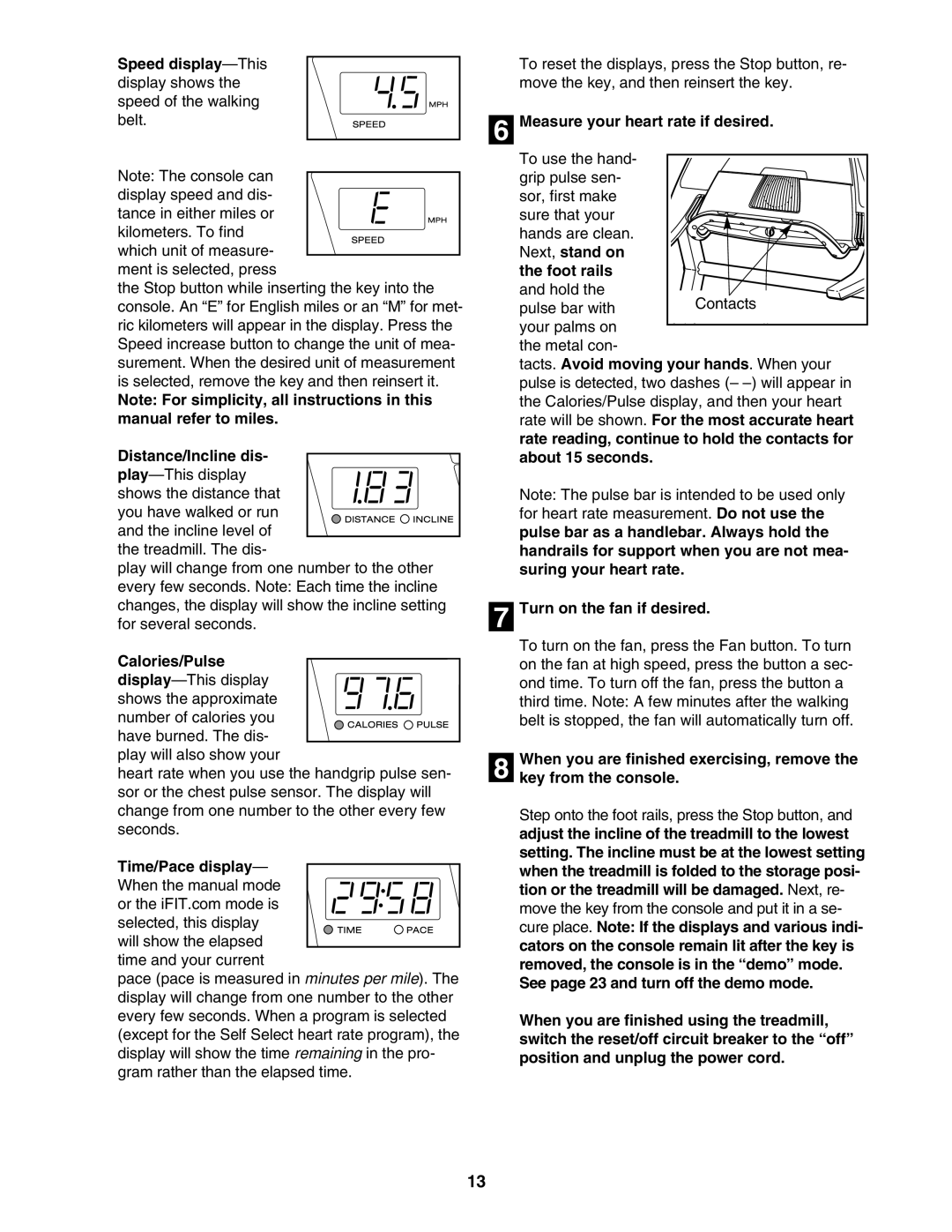 Image IMTL515041 user manual Speed display-This, Calories/Pulse, Time/Pace display, Measure your heart rate if desired 