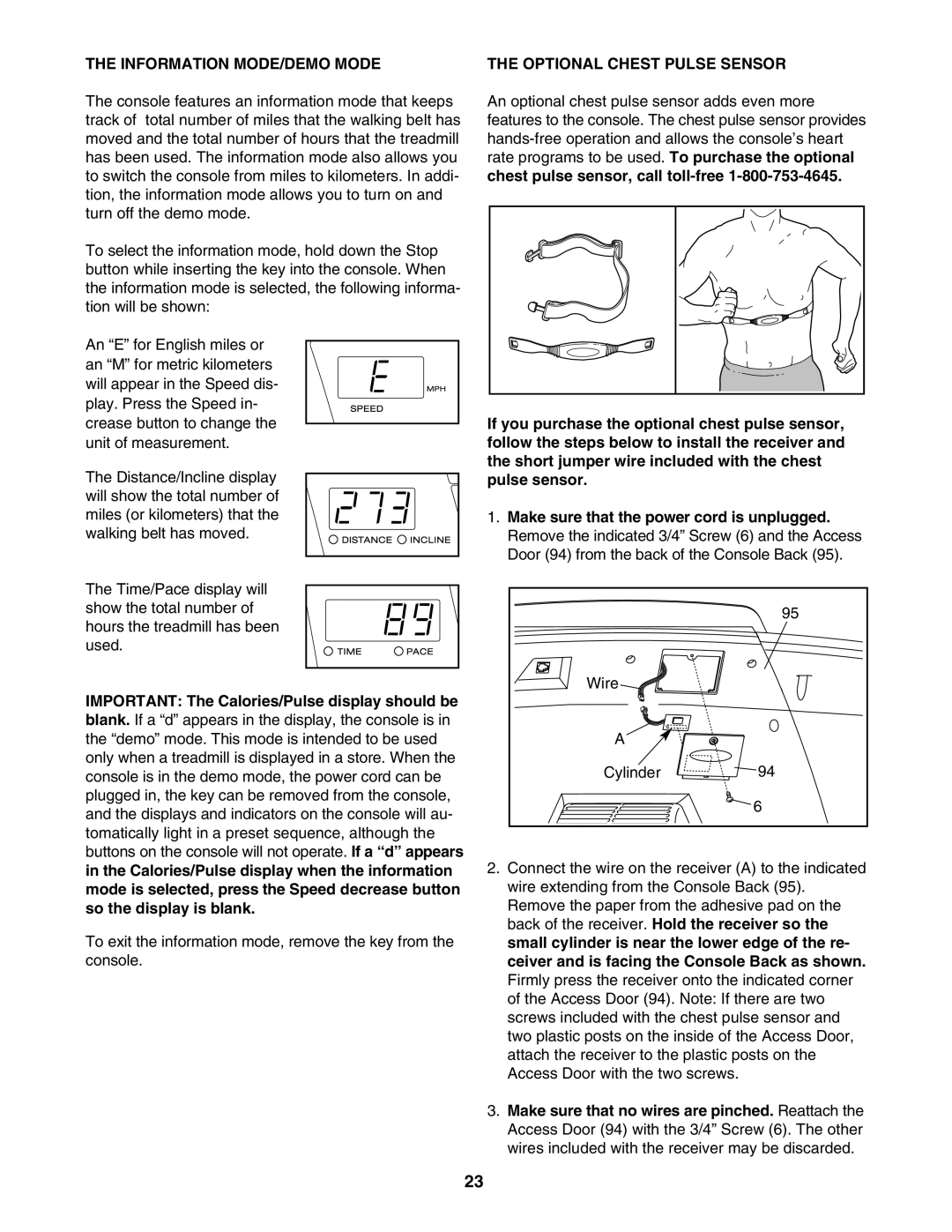 Image IMTL515041 user manual Information MODE/DEMO Mode, Optional Chest Pulse Sensor 