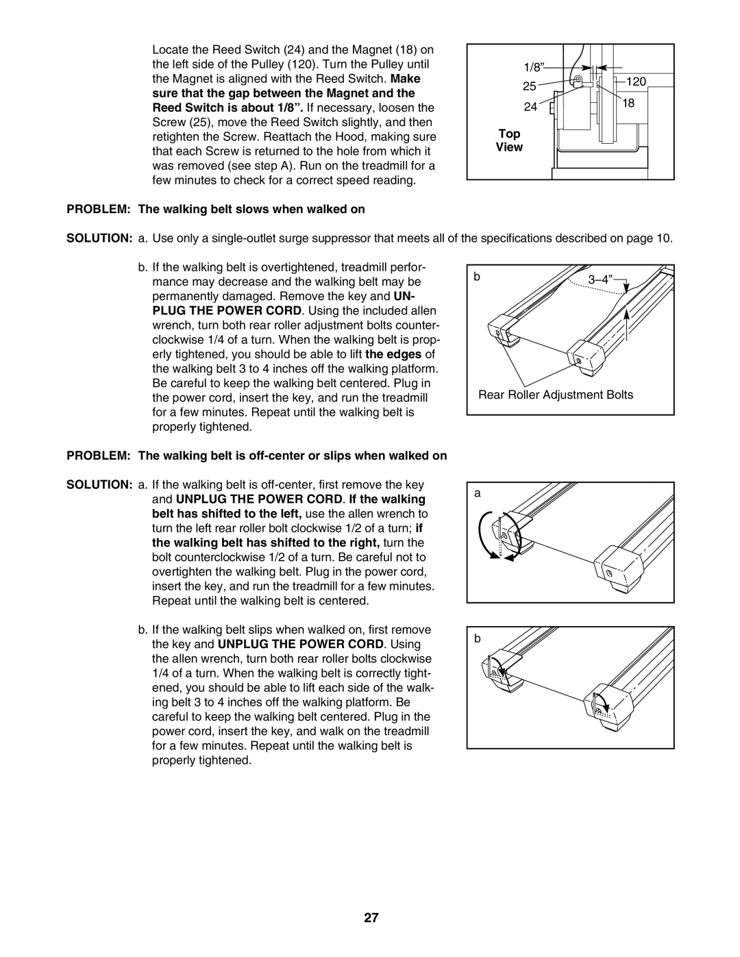 Image IMTL515041 user manual Top View Problem The walking belt slows when walked on 