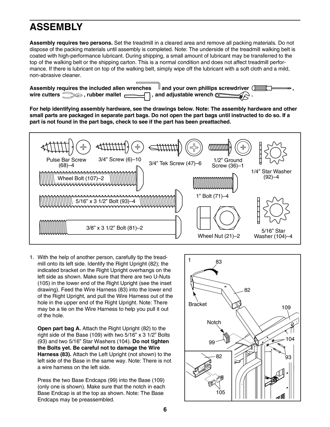 Image IMTL515041 user manual Assembly, Bolts yet. Be careful not to damage the Wire 