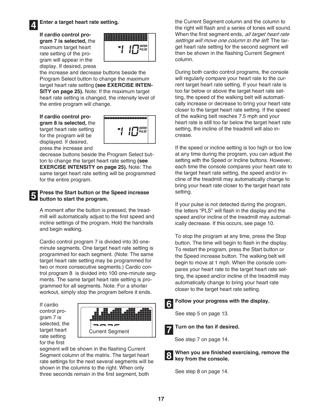 Image IMTL59105.0 user manual If cardio control pro- gram 8 is selected 