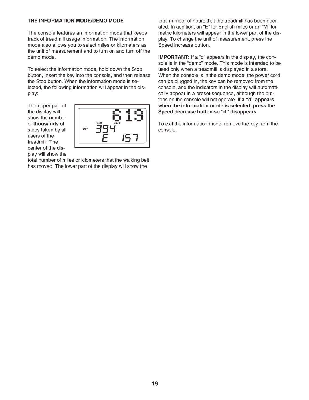 Image IMTL59105.0 user manual Information MODE/DEMO Mode 