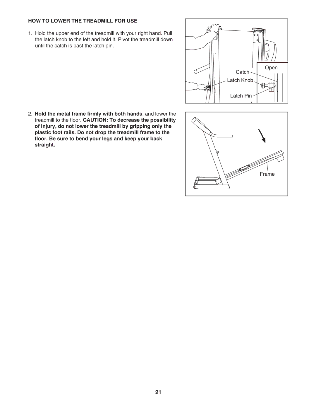 Image IMTL59105.0 user manual HOW to Lower the Treadmill for USE 