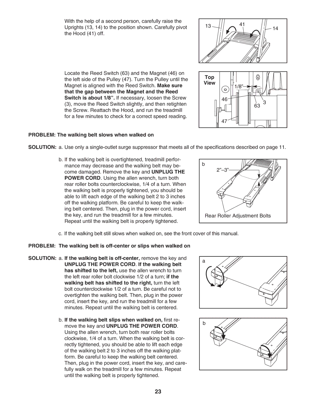 Image IMTL59105.0 user manual Problem The walking belt slows when walked on Top 