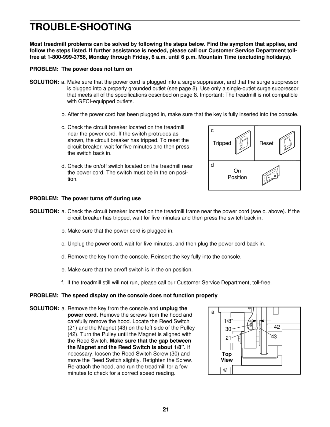 Image IMTL59610 user manual Trouble-Shooting, Problem The power turns off during use, Top 