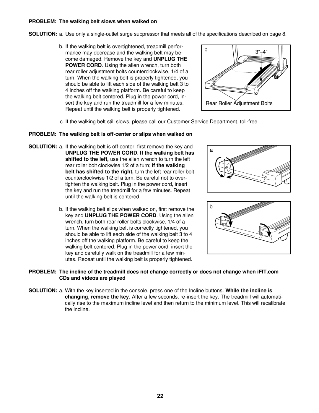 Image IMTL59610 user manual Problem The walking belt slows when walked on 