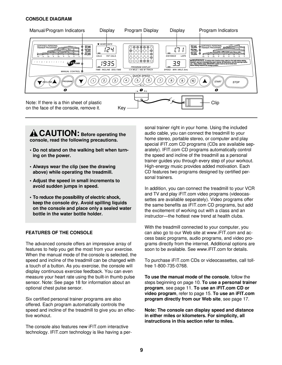 Image IMTL59610 user manual Console Diagram, Features of the Console 