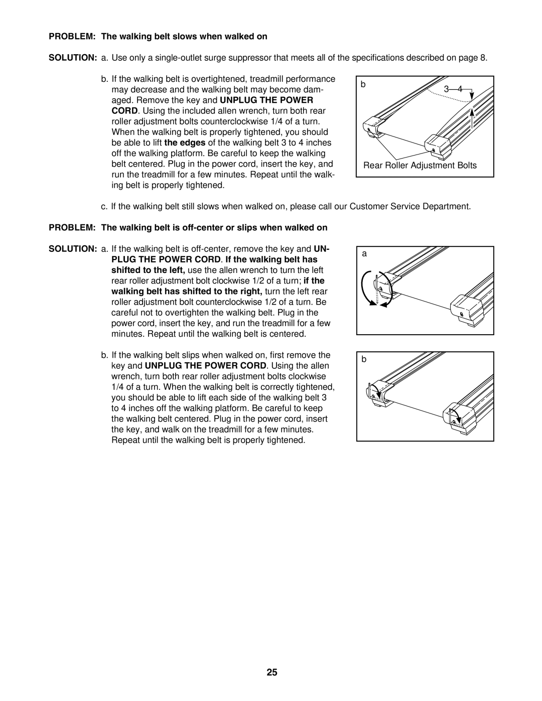 Image IMTL715040 user manual Problem The walking belt slows when walked on 