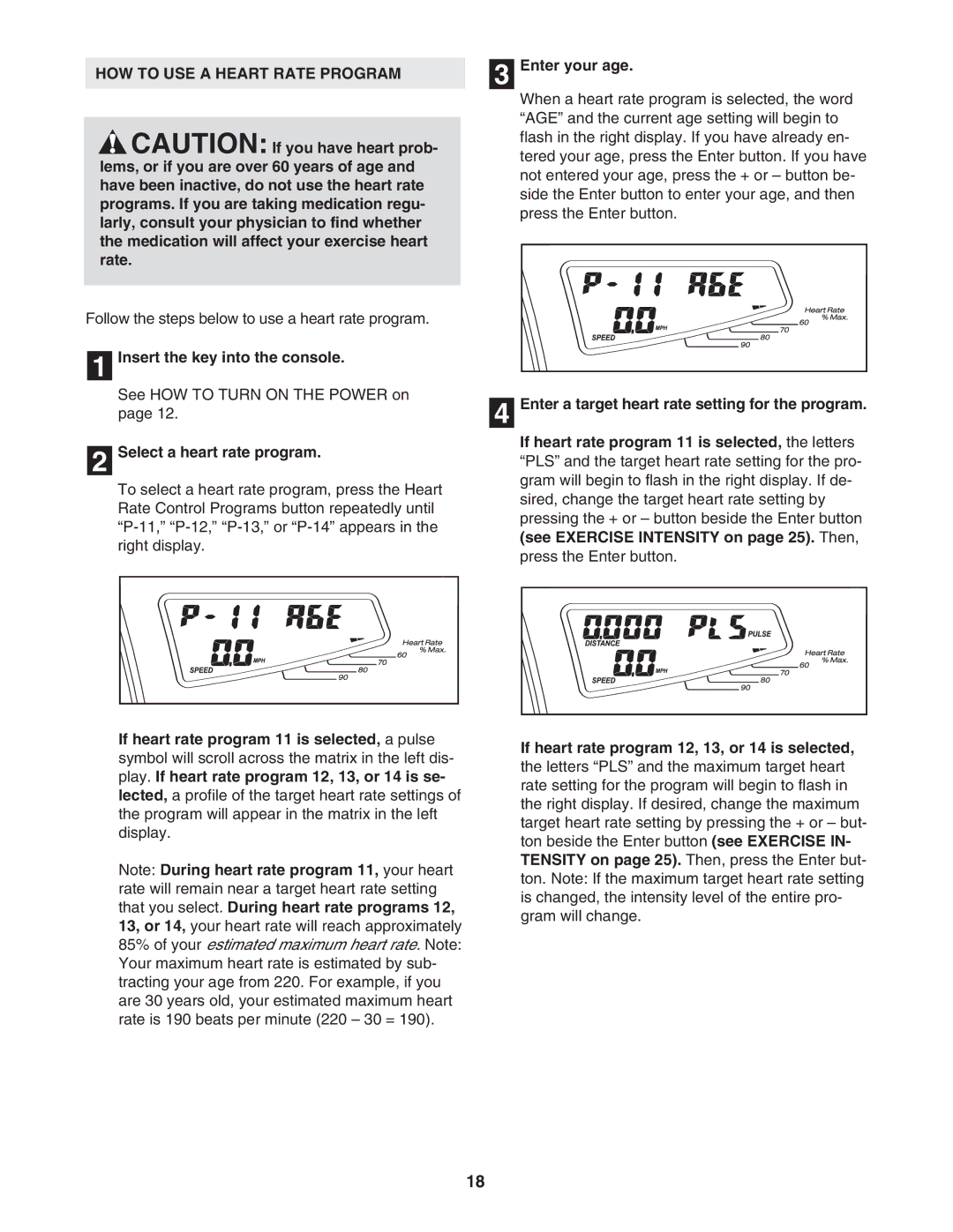 Image IMTL94106.2 user manual HOW to USE a Heart Rate Program, Select a heart rate program, Enter your age 