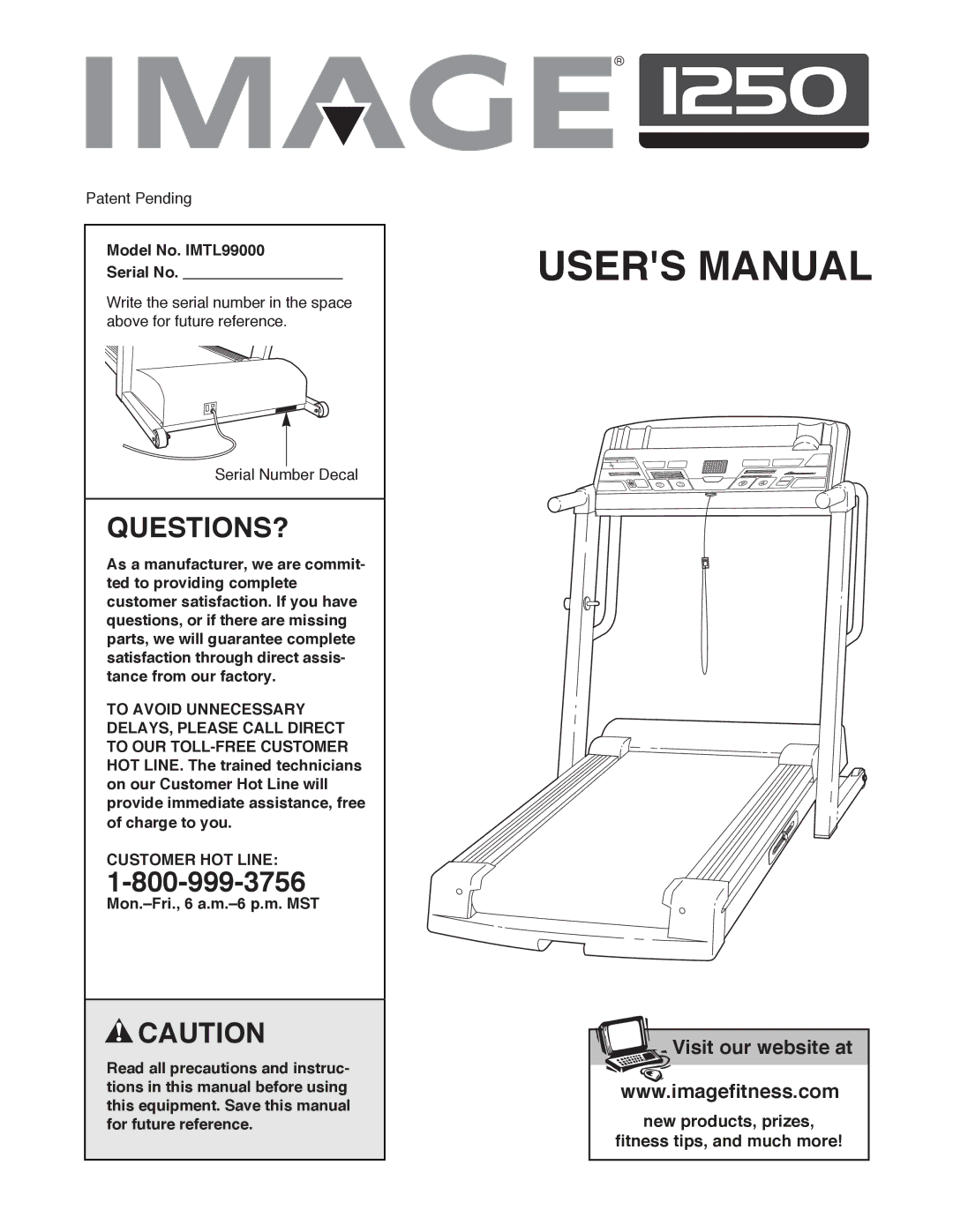 Image user manual Questions?, Model No. IMTL99000 Serial No, Customer HOT Line 