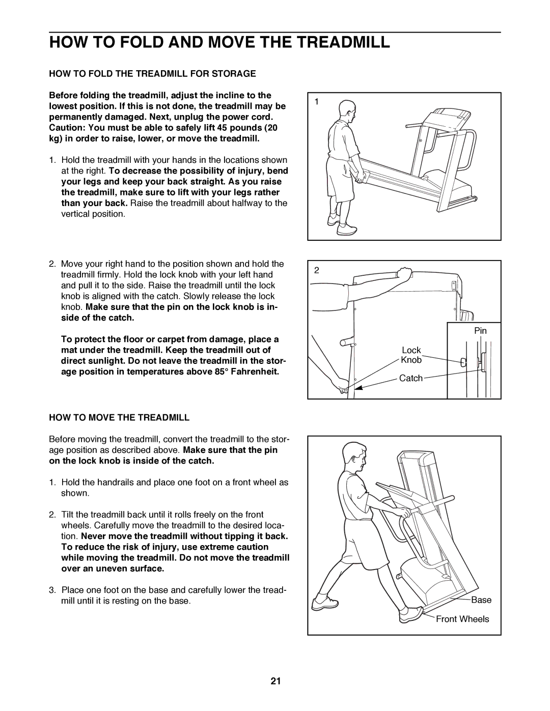 Image IMTL99000 HOW to Fold and Move the Treadmill, HOW to Fold the Treadmill for Storage, HOW to Move the Treadmill 