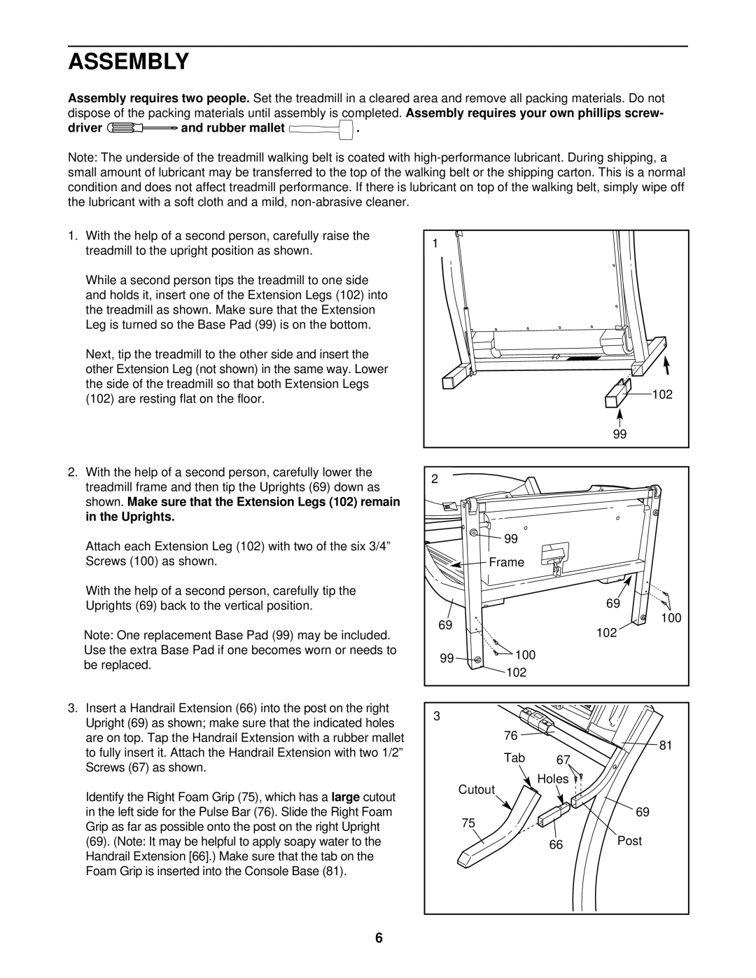 Image IMTL99600 user manual Assembly, Driver and rubber mallet 