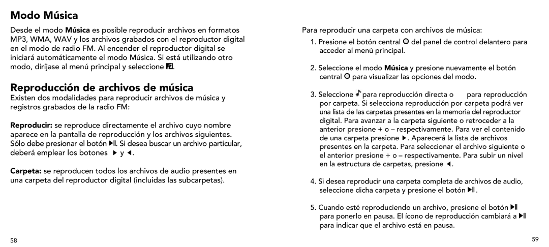 Imation 3503 user manual Reproducción de archivos de música 