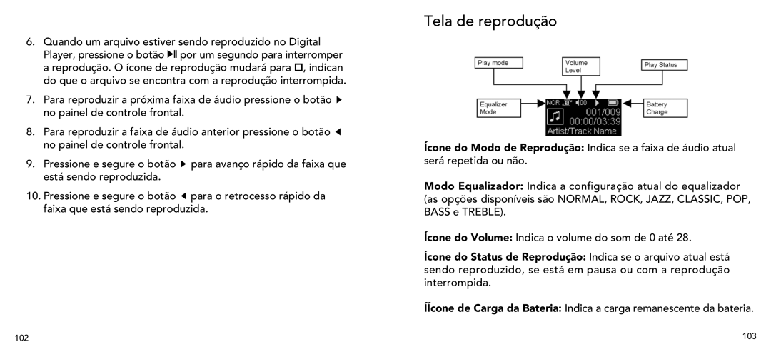 Imation 3503 user manual Tela de reprodução 