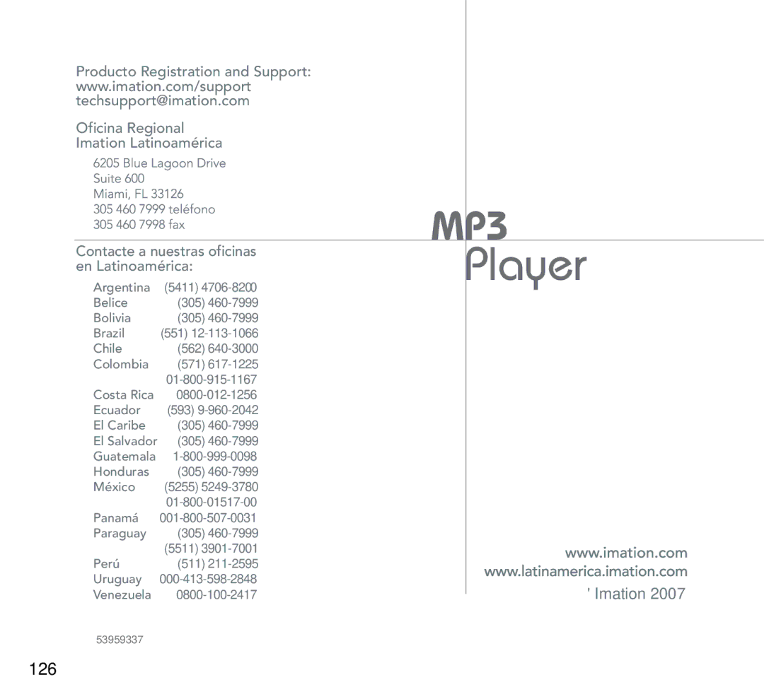 Imation 3503 user manual Player 