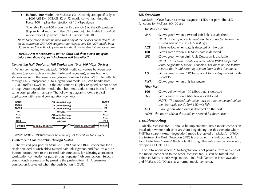 IMC Networks 10/100 manual Troubleshooting 