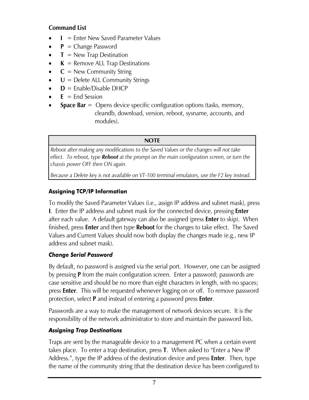 IMC Networks AccessEtherLinx/4 operation manual Command List 