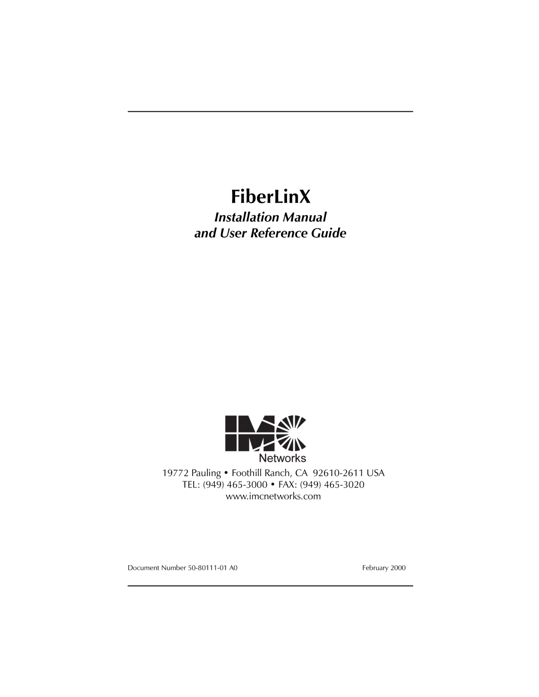 IMC Networks FiberLinX installation manual 