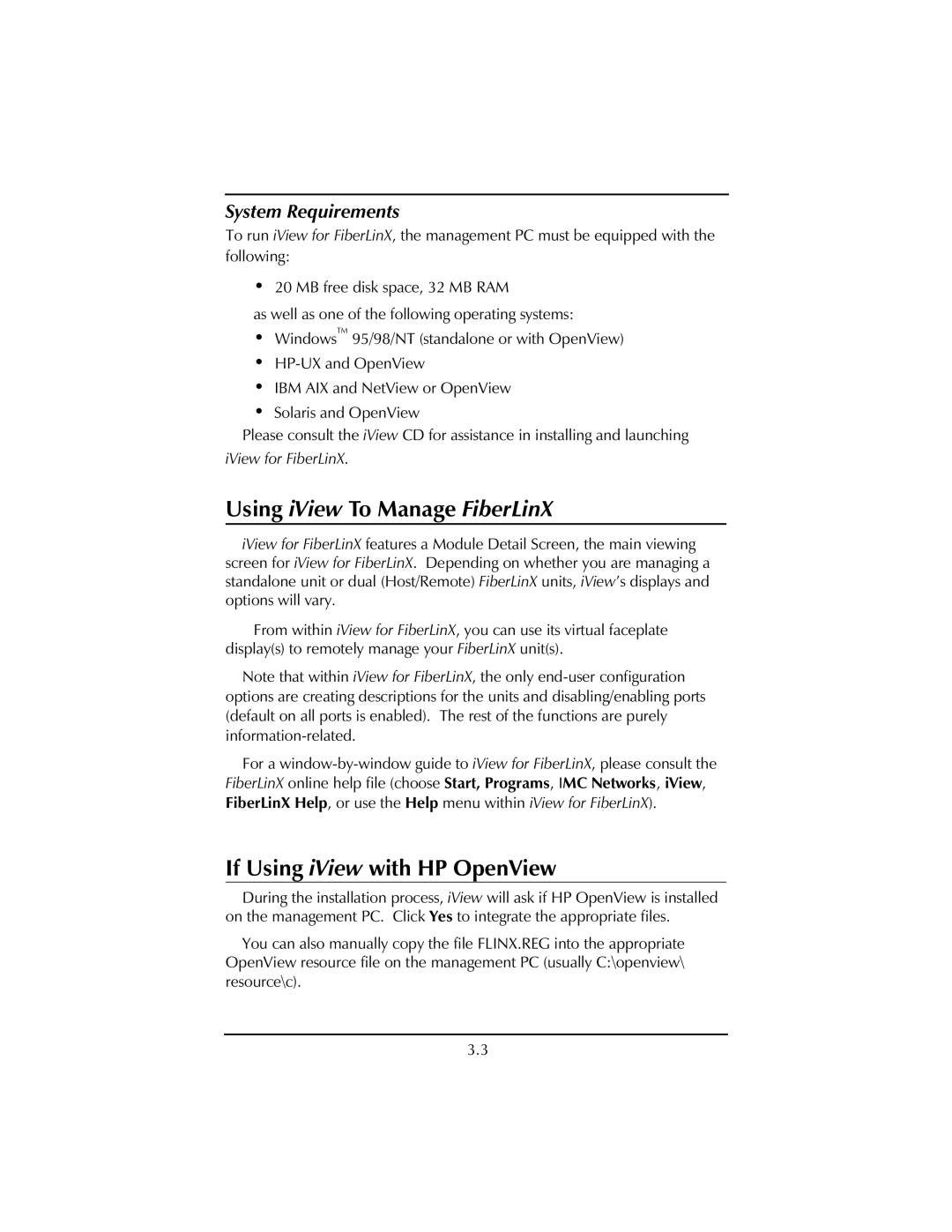 IMC Networks installation manual Using iView To Manage FiberLinX, If Using iView with HP OpenView 