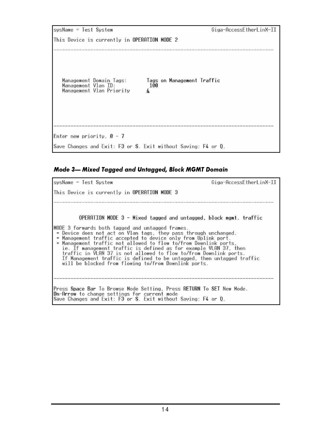 IMC Networks Giga-AcessEtherLinx-II operation manual Mode 3- Mixed Tagged and Untagged, Block Mgmt Domain 