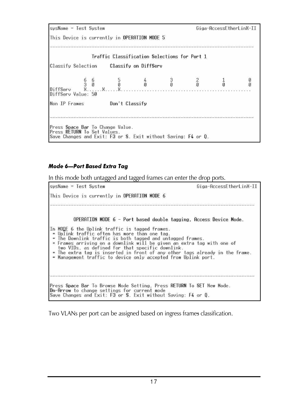 IMC Networks Giga-AcessEtherLinx-II operation manual Mode 6-Port Based Extra Tag 