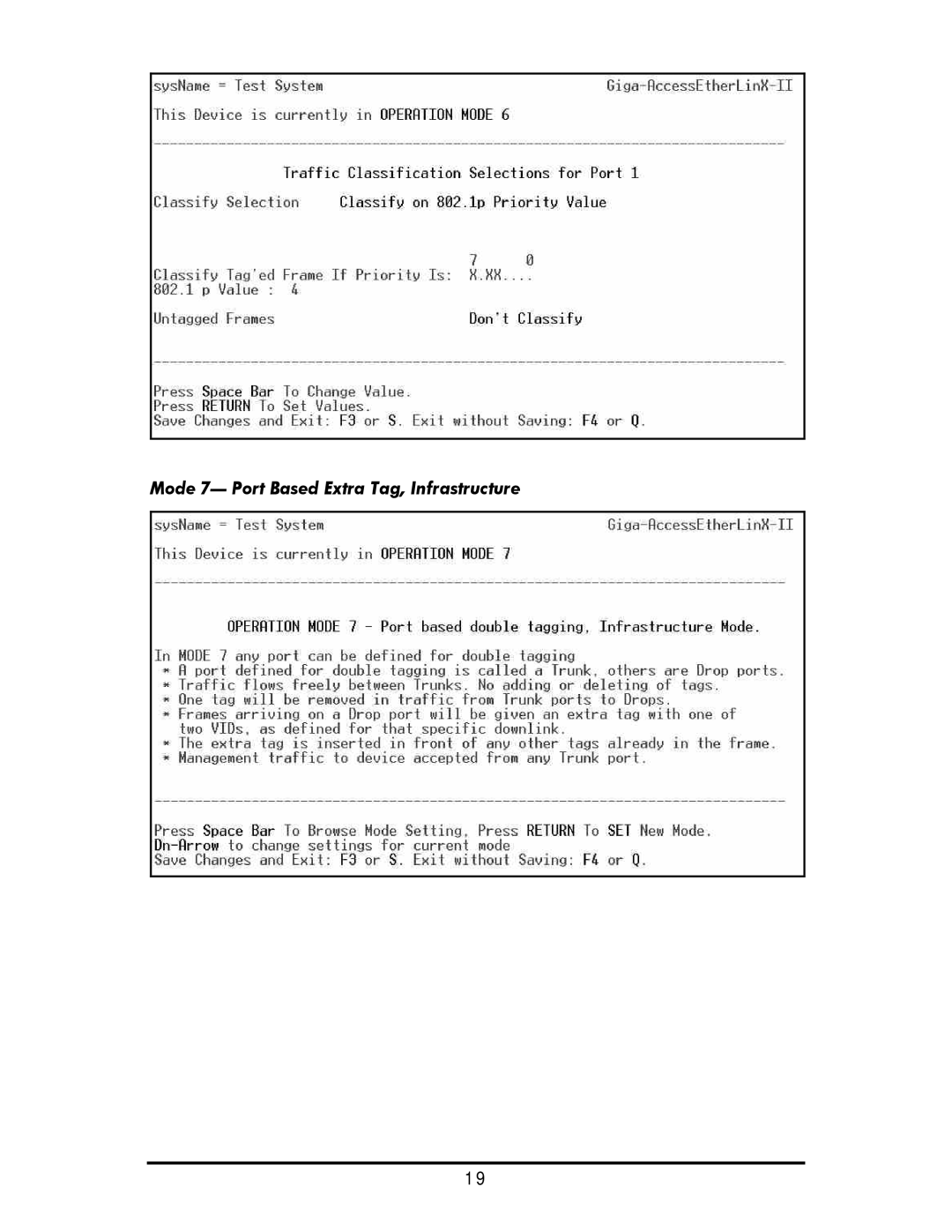 IMC Networks Giga-AcessEtherLinx-II operation manual Mode 7- Port Based Extra Tag, Infrastructure 