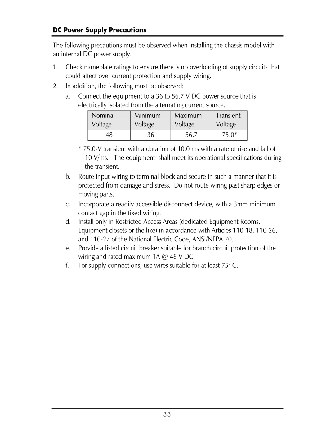 IMC Networks Giga-AcessEtherLinx-II operation manual DC Power Supply Precautions 