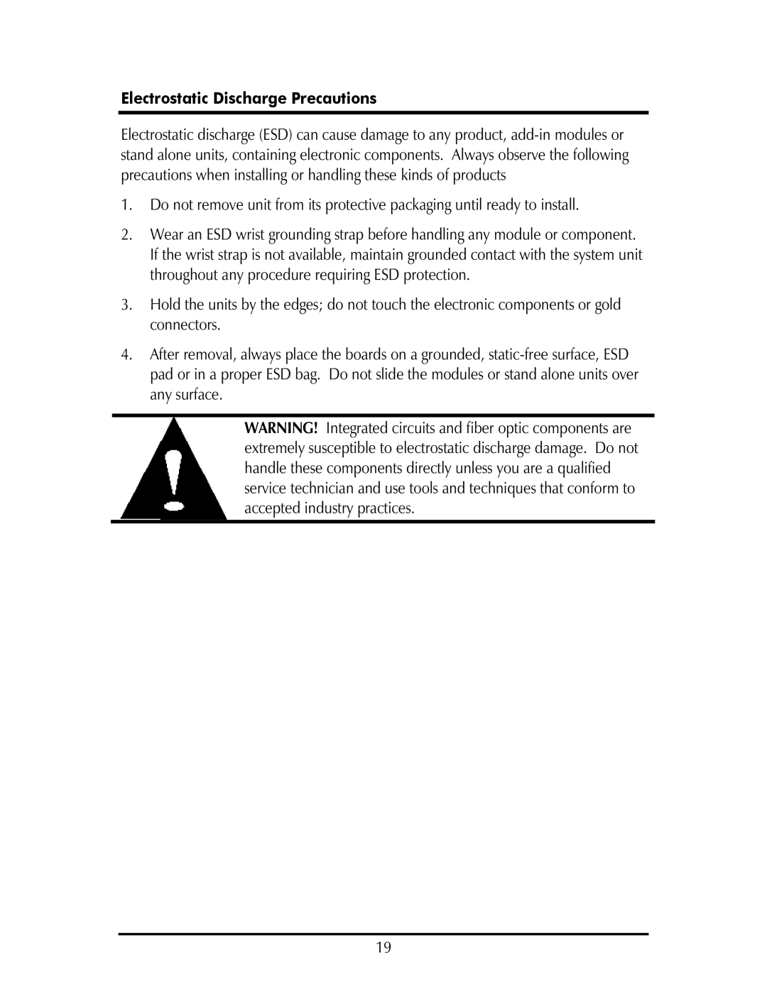 IMC Networks IE-IMCV-T1, E1 operation manual Electrostatic Discharge Precautions 