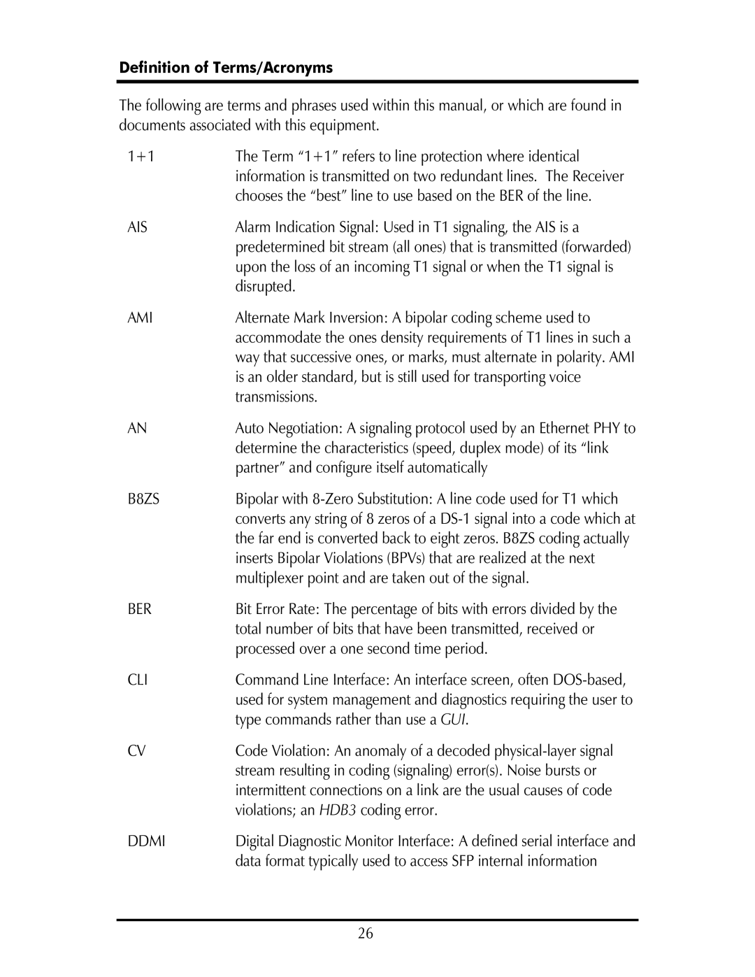 IMC Networks IE-IMCV-T1-MUX/4 operation manual Definition of Terms/Acronyms, Ais 