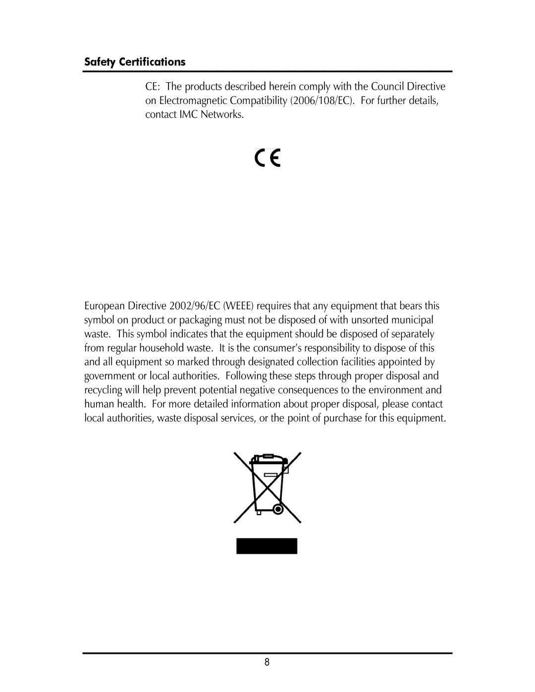 IMC Networks iMcV-PSE-MidSpan operation manual Safety Certifications 