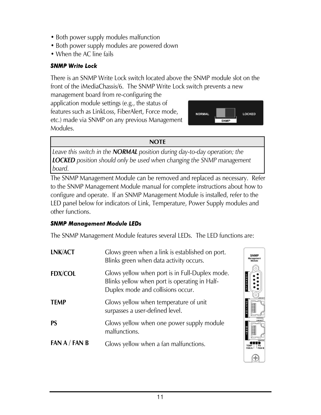 IMC Networks iMediaChassis/3, 20, iMediaChassis/6 operation manual Lnk/Act 