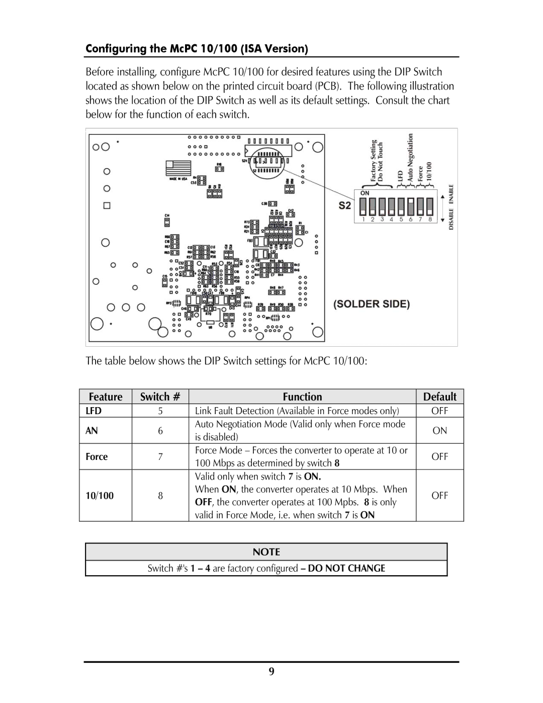 IMC Networks MCPC 10/100 operation manual Configuring the McPC 10/100 ISA Version, Lfd 