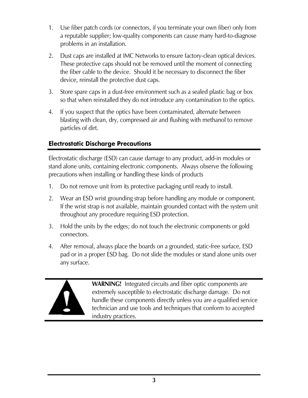 IMC Networks McPc-Gigabit operation manual Electrostatic Discharge Precautions 