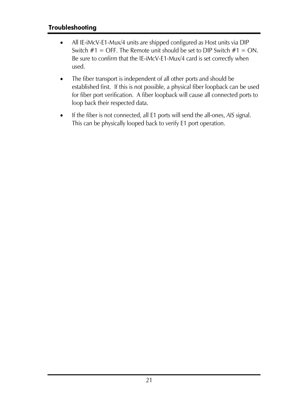 IMC Networks MOR-F-632-120-EB82 operation manual Troubleshooting 