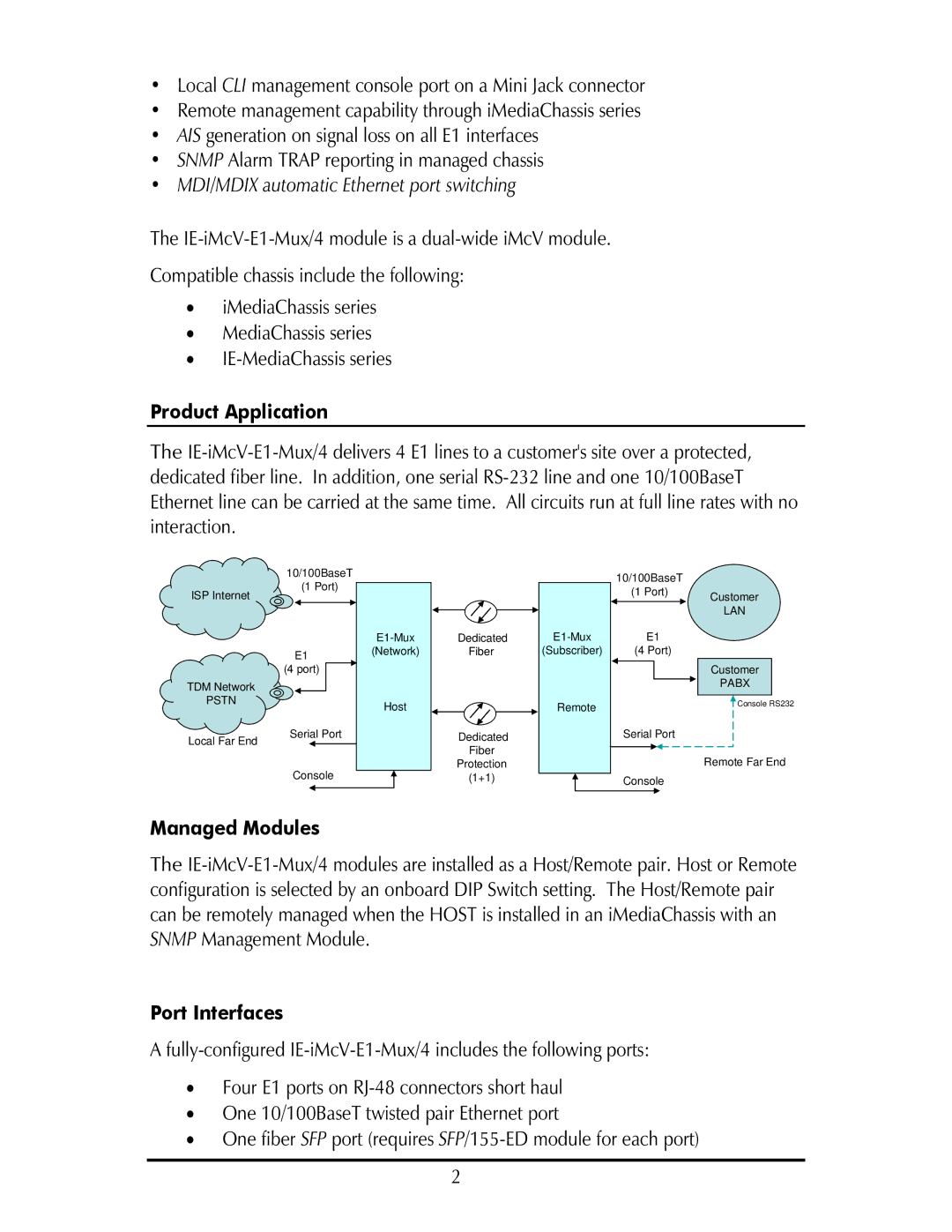 IMC Networks MOR-F-632-120-EB82 operation manual Product Application, Managed Modules, Port Interfaces 