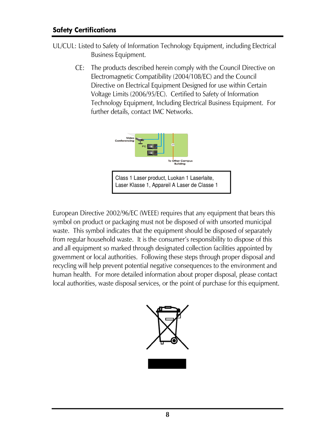 IMC Networks PD-Switch operation manual Safety Certifications 