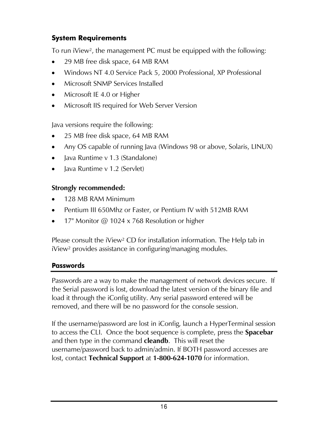 IMC Networks SNMP operation manual System Requirements, Passwords 